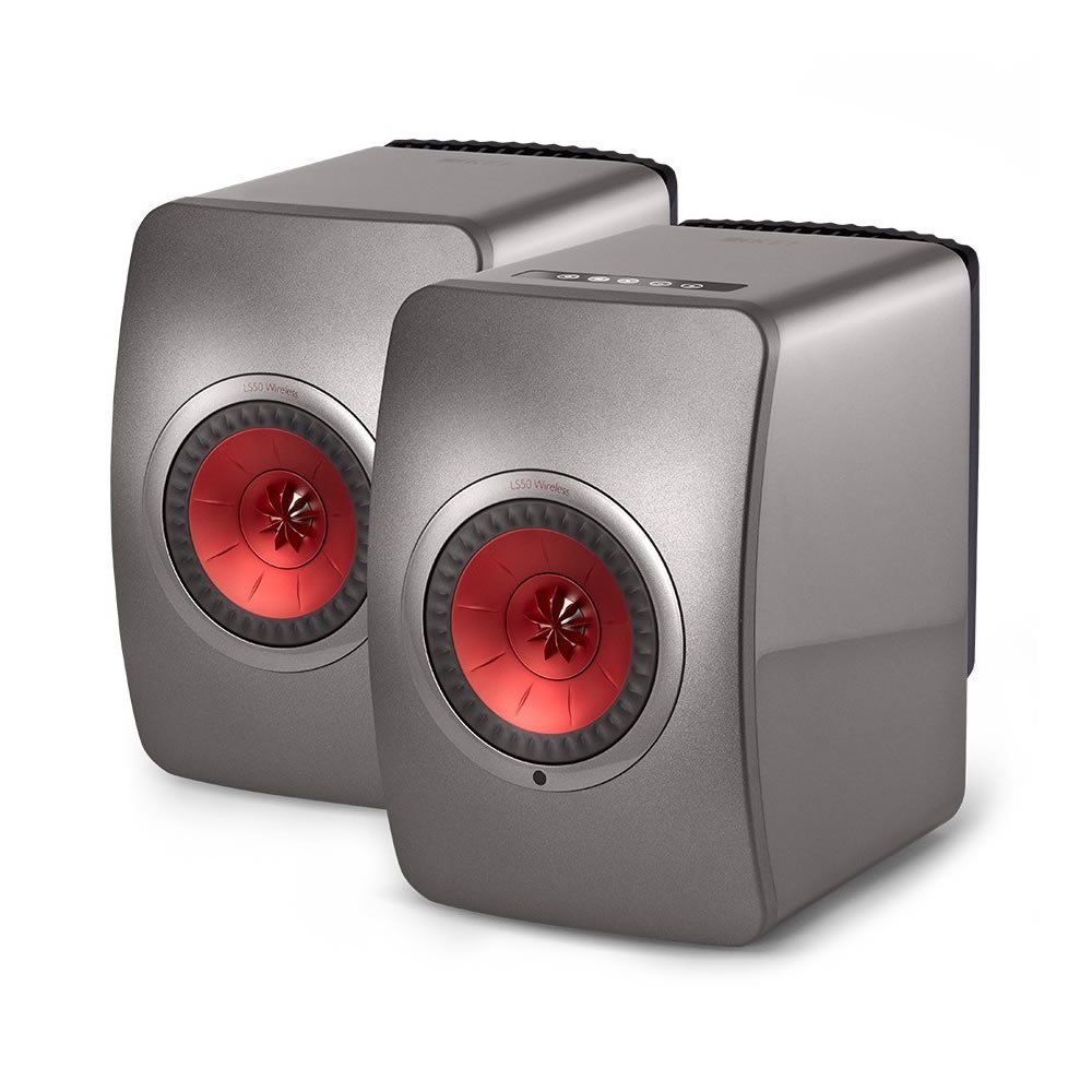 Caixa bookshelf amplificada KEF LS50 Titanium Wireless Bluetooth - Par