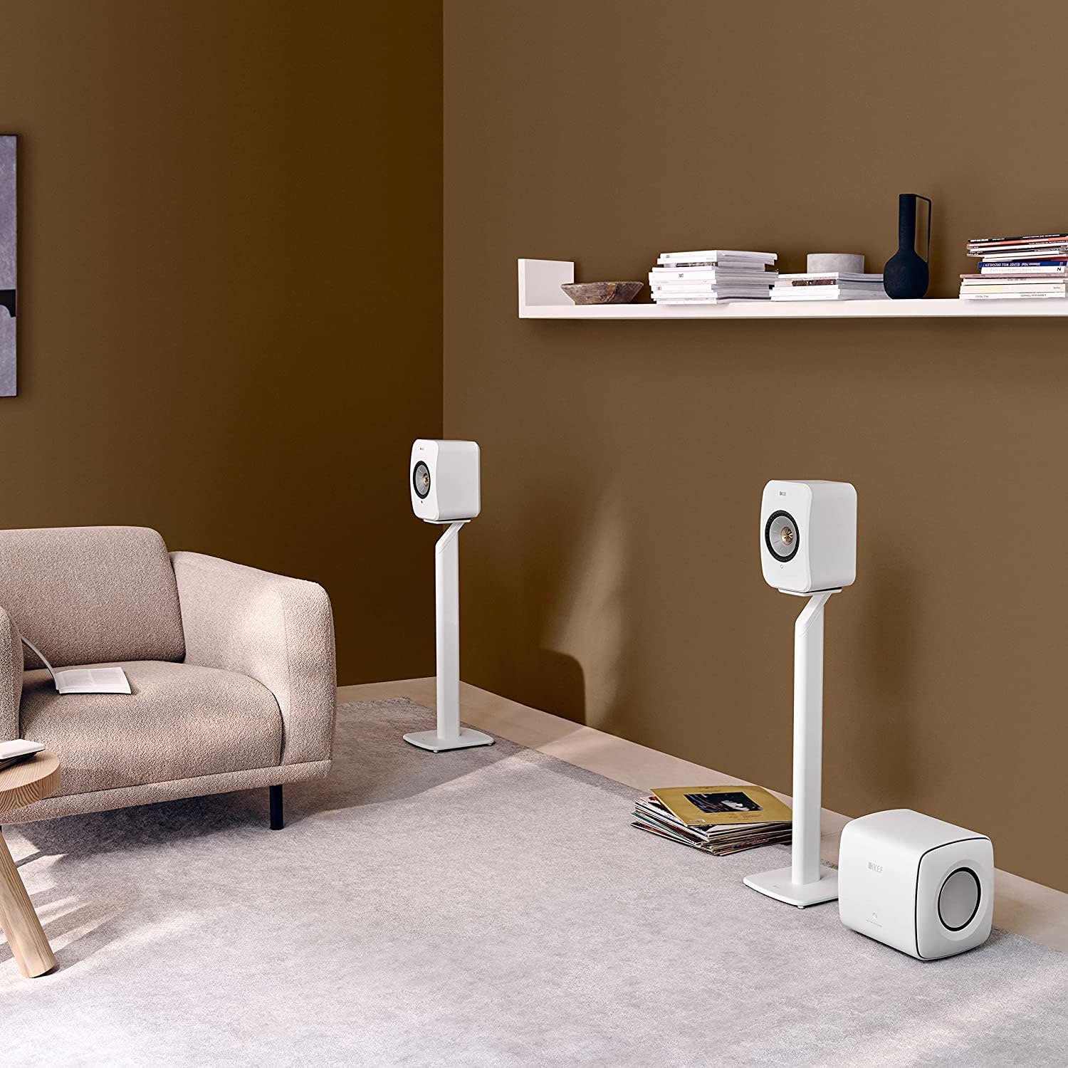 Caixa bookshelf amplificada KEF LSX II Wireless Mineral White - Par - Imagem 4
